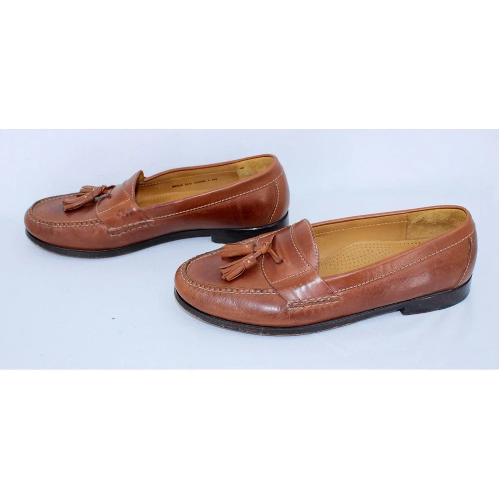 Cole Haan Mens Tassel Loafers Leather Dress Shoes Brown Size 10 D - Picture 2 of 8